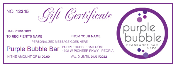 Give a Purple Bubble Bar Gift Certificate!